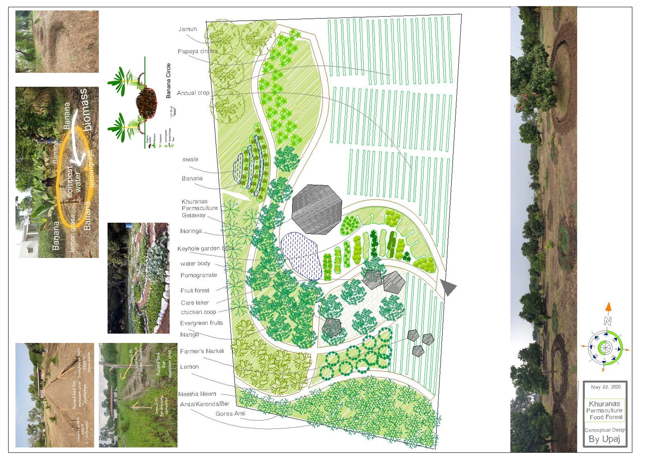 A 2 hectare site in Vadodara district. The brief was to create a food forest that can be grown and enjoyed by the family as well as their friends. 
